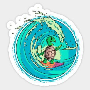 Surfing Turtle Sticker